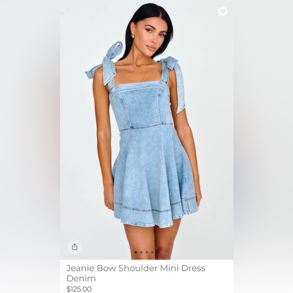 Selfie Leslie Dresses & Skirts - Selfie Leslie Blue Bow Shoulder Mini Dress